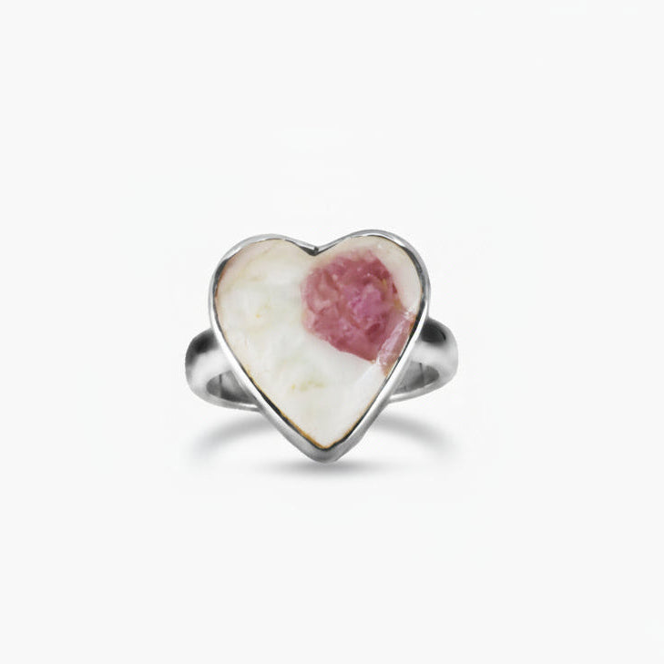CABOCHON HEART PINK TOURMALINE RING |MADE IN EARTH