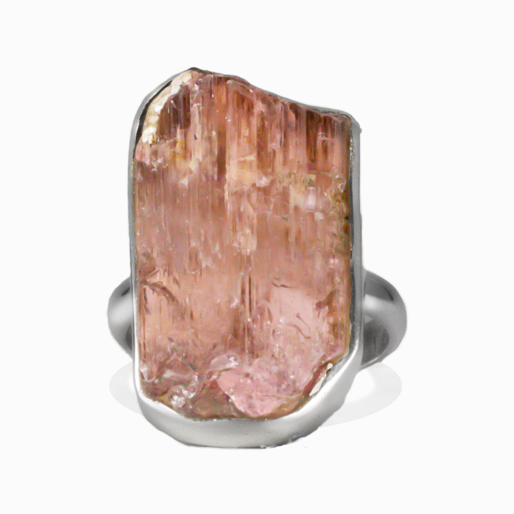 RAW PINK TOURMALINE RING ORGANIC STERLING SILVER  | MADE IN EARTH