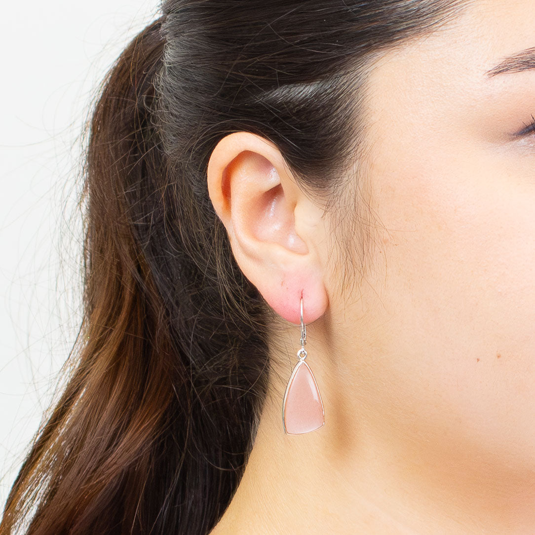 Peach Moonstone Drop Earrings