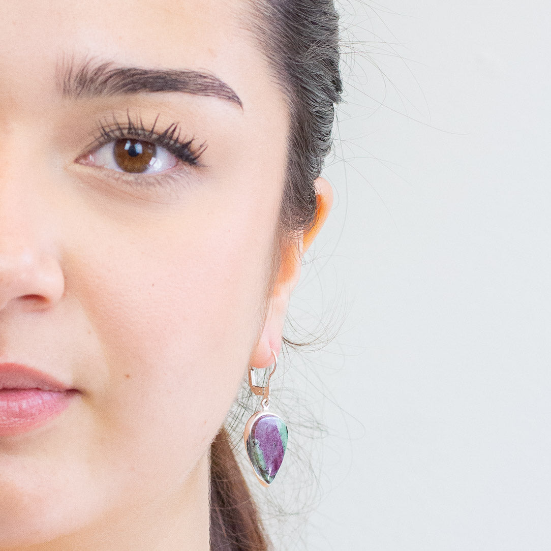 SOLD| Ruby Zoisite Drop Earrings