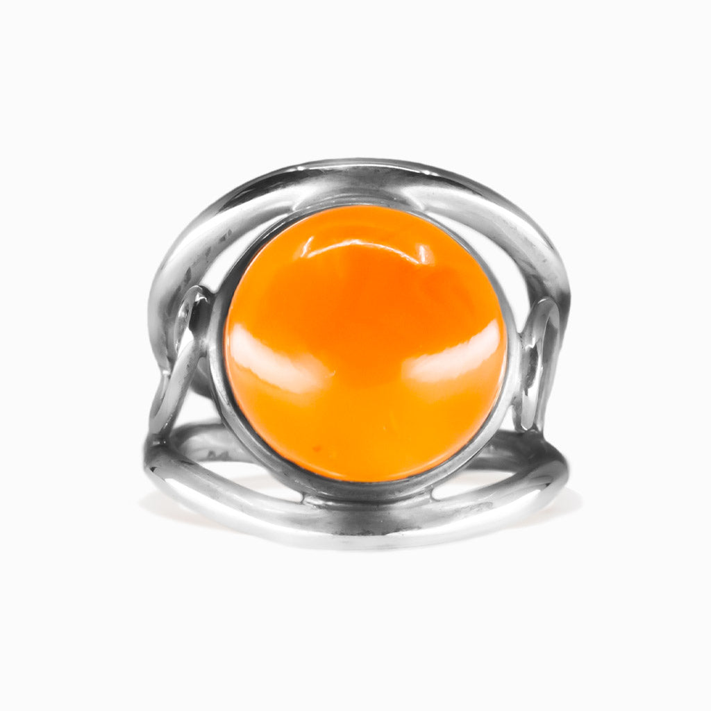 CABOCHON HALO CARNELIAN RING FILAGREE STERLING SILVER | MADE IN EARTH 