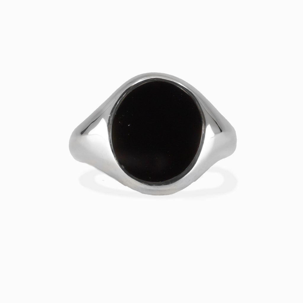 ONYX SILVER THICK BAND STERLING SILVER| MADE IN EARTH