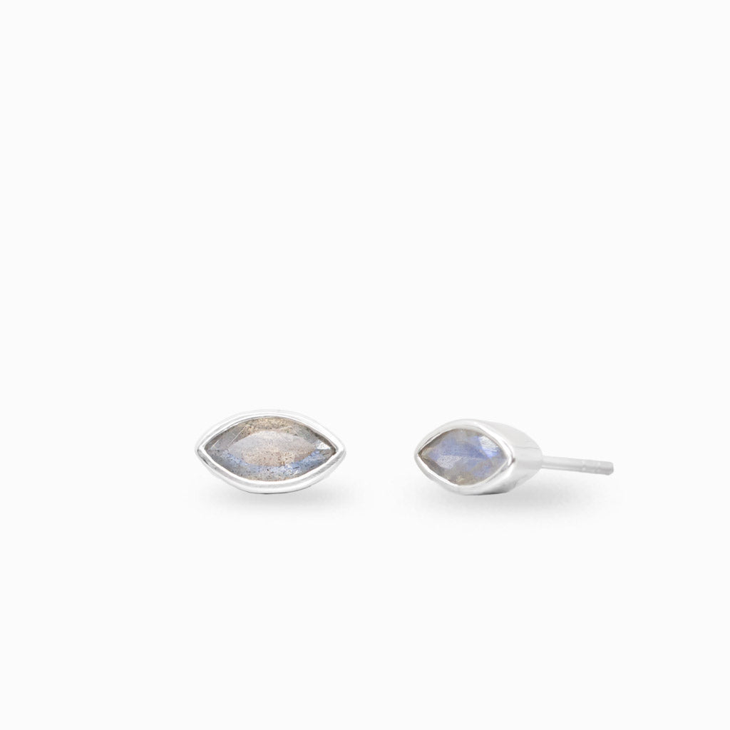 Marquise labradorite stud earrings in sterling silver