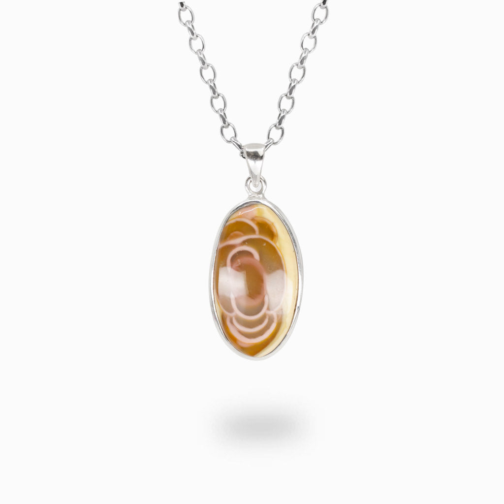 Imperial jasper cabochon necklace in sterling silver