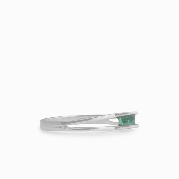 RAW EMERALD PENCIL RING STERLING SILVER