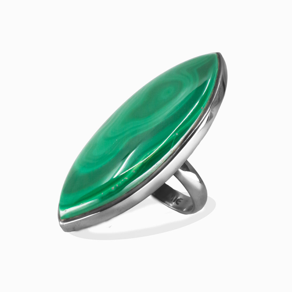 MARQUISE MALACHITE BEZEL RING STERLING SILVER | MADE IN EARTH
