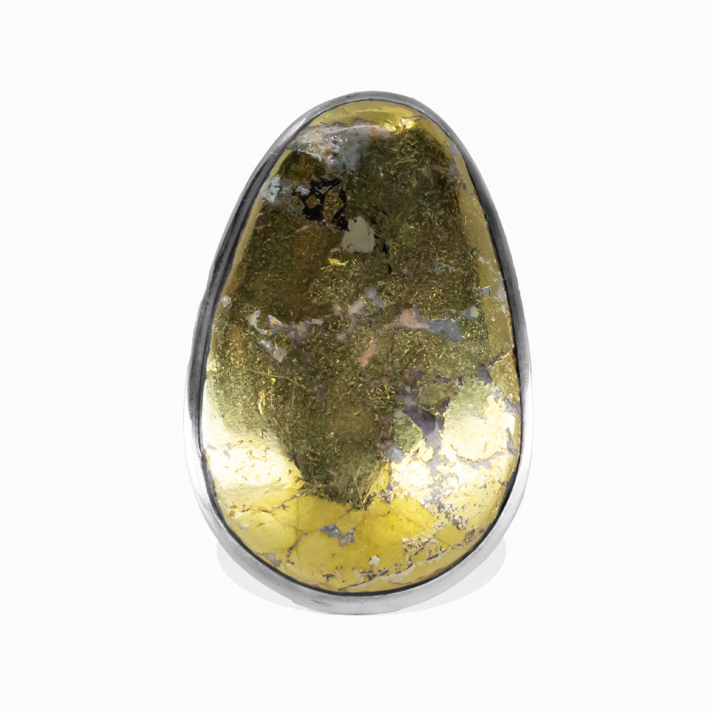 CABOCHON PYRITE ORG RING STERLING SILVER MADE IN EARTH