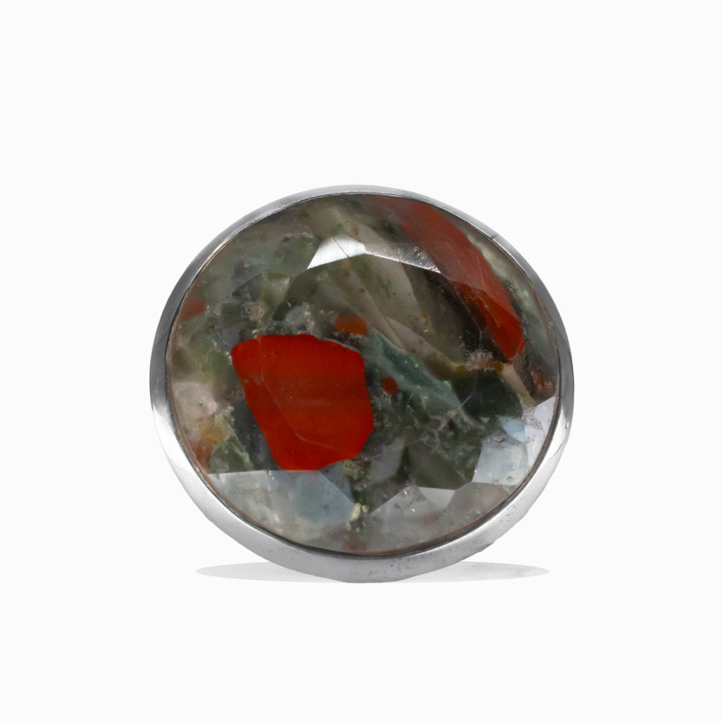 FACETED VOLCANO JASPER ROUND RING STERLING SILVER | MADE IN EARTH