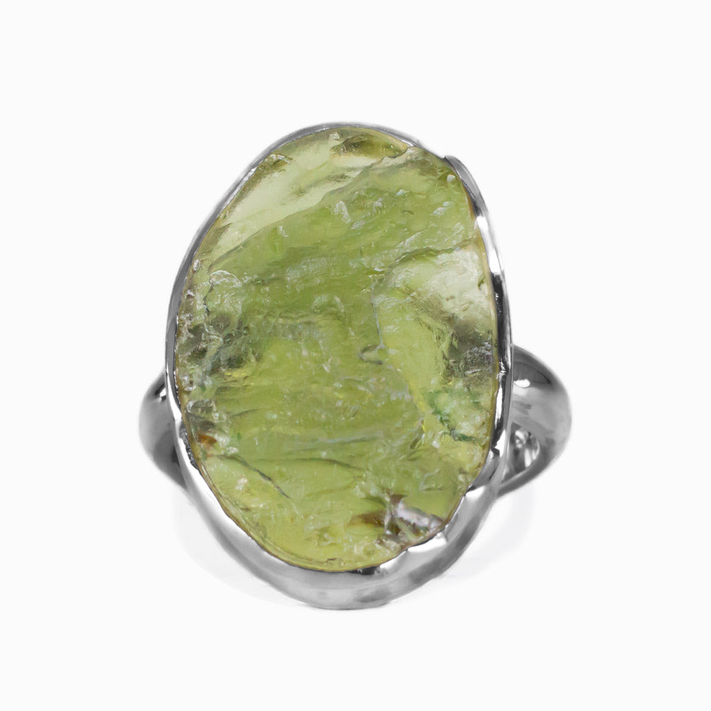 RAW MOLDAVITE STERLING SILVER RING | MADE IN EARTH