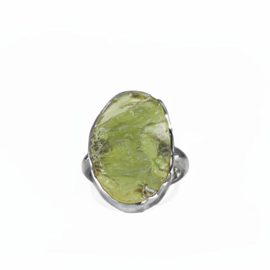 RAW MOLDAVITE STERLING SILVER RING | MADE IN EARTH