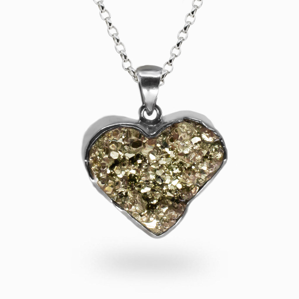 DRUZY PYRITE HEART NECKLACE STERLING SILVER | MADE IN EARTH 