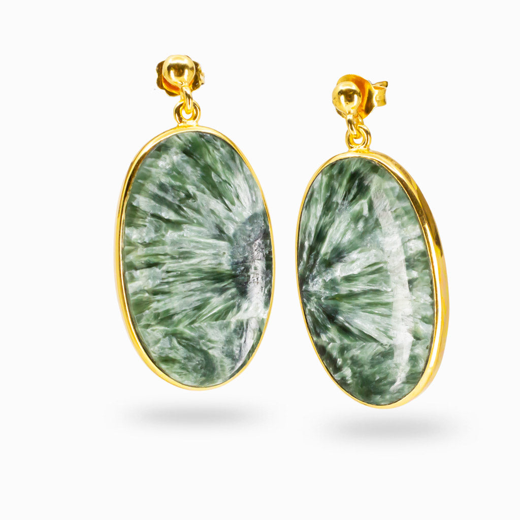 CABOCHON SERAPHINITE OVAL STUD DROP EARRING | MADE IN EARTH 