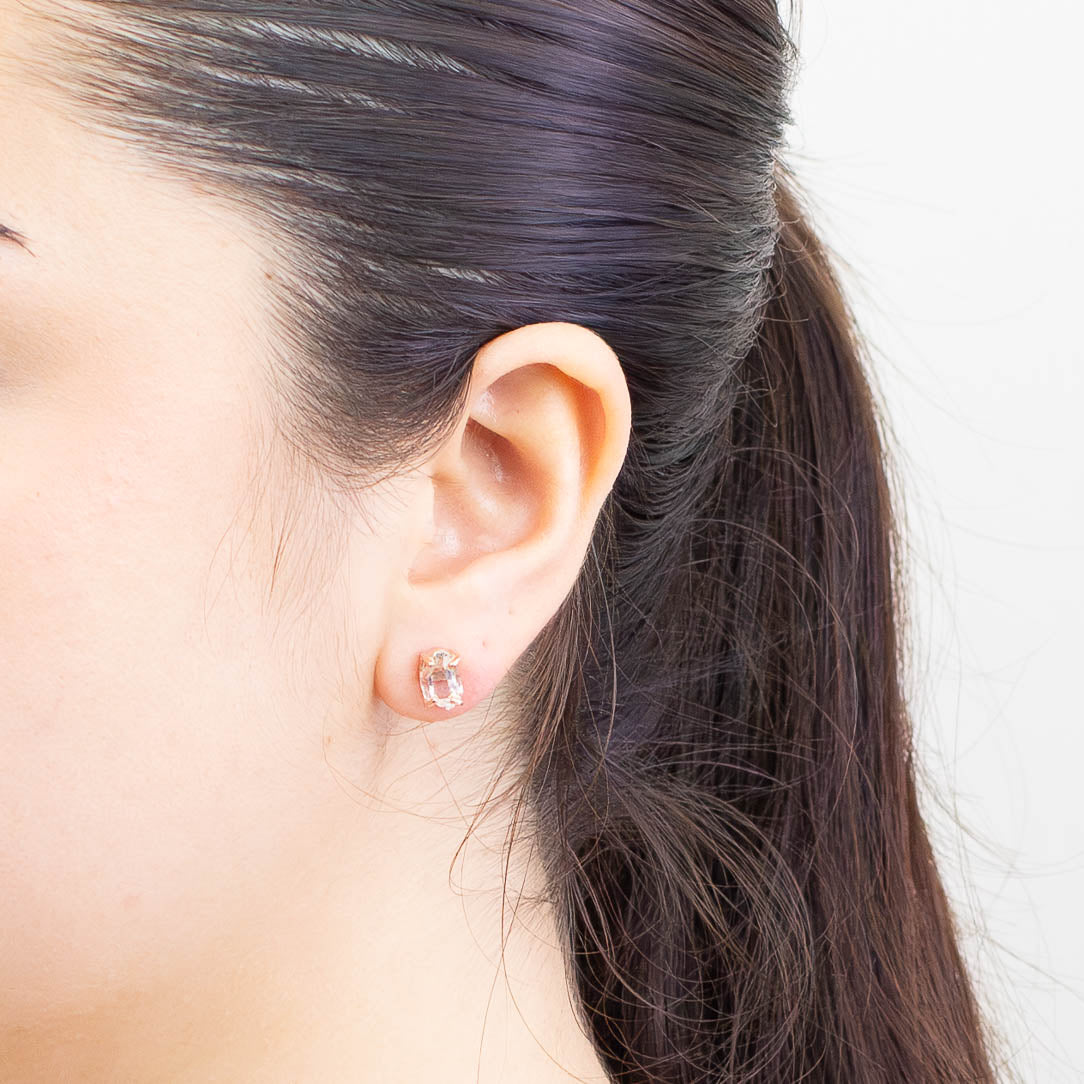 RAW HERKIMER DIAMOND STUD EARRINGS IN ROSE GOLD VERMEIL | MADE IN EARTH