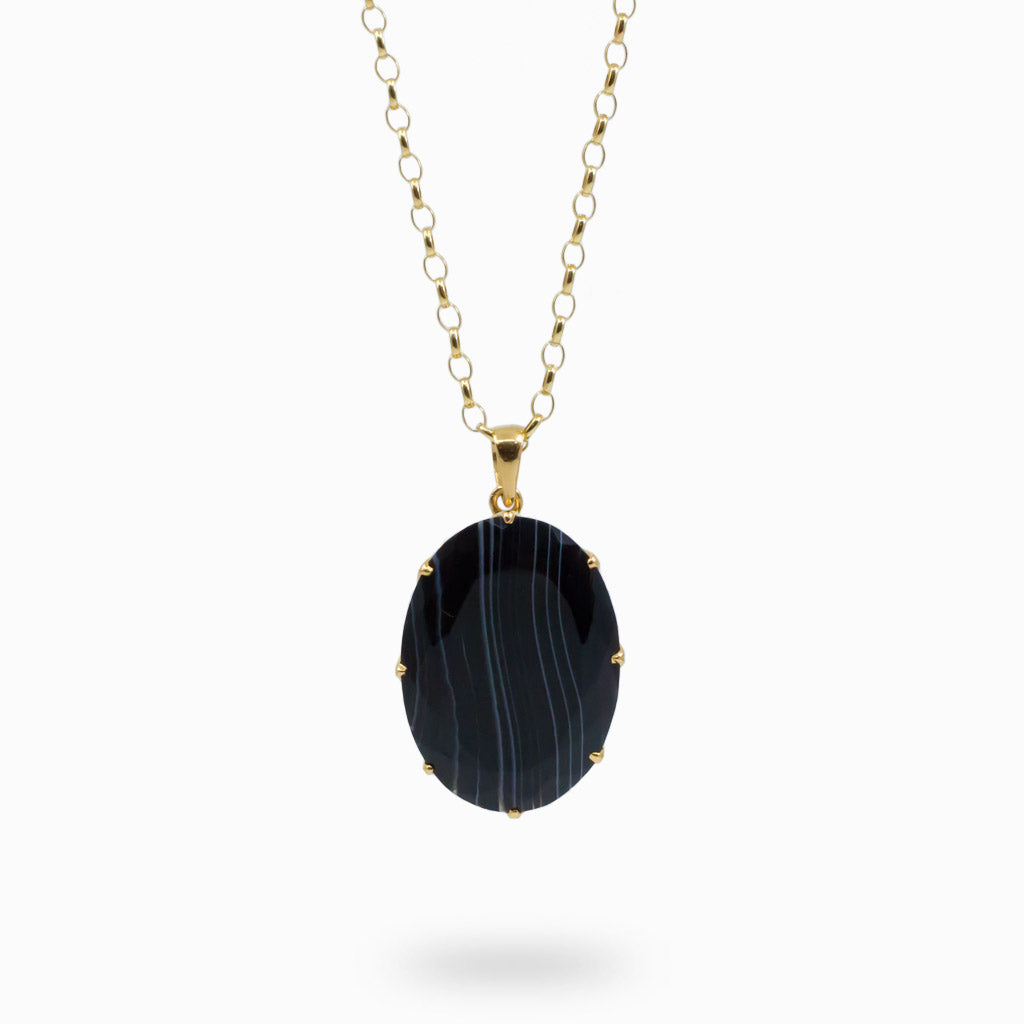 banded agate necklace with gold vermeil finish 