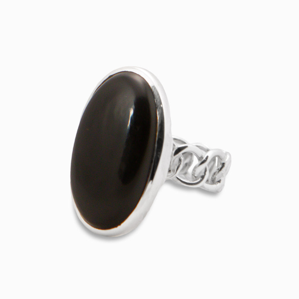 JET CABOCHON OVAL RING SIDE VIEW