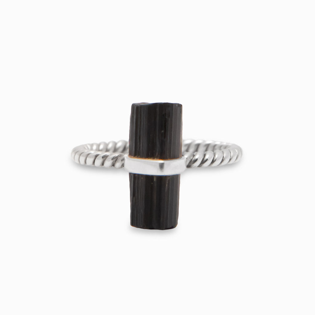 RAW BLACK TOURMALINE RING