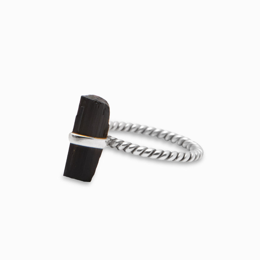 RAW BLACK TOURMALINE RING