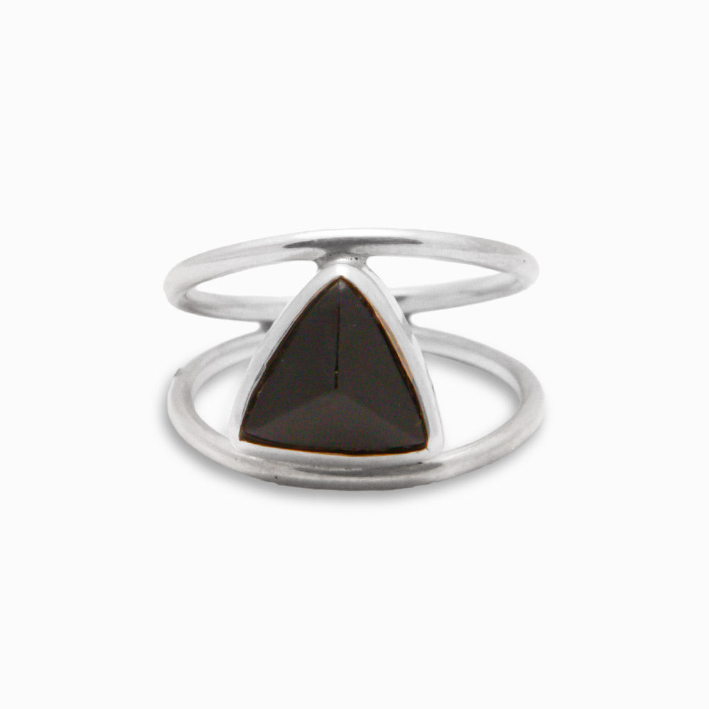 FACETED BLACK TOURMALINE RING