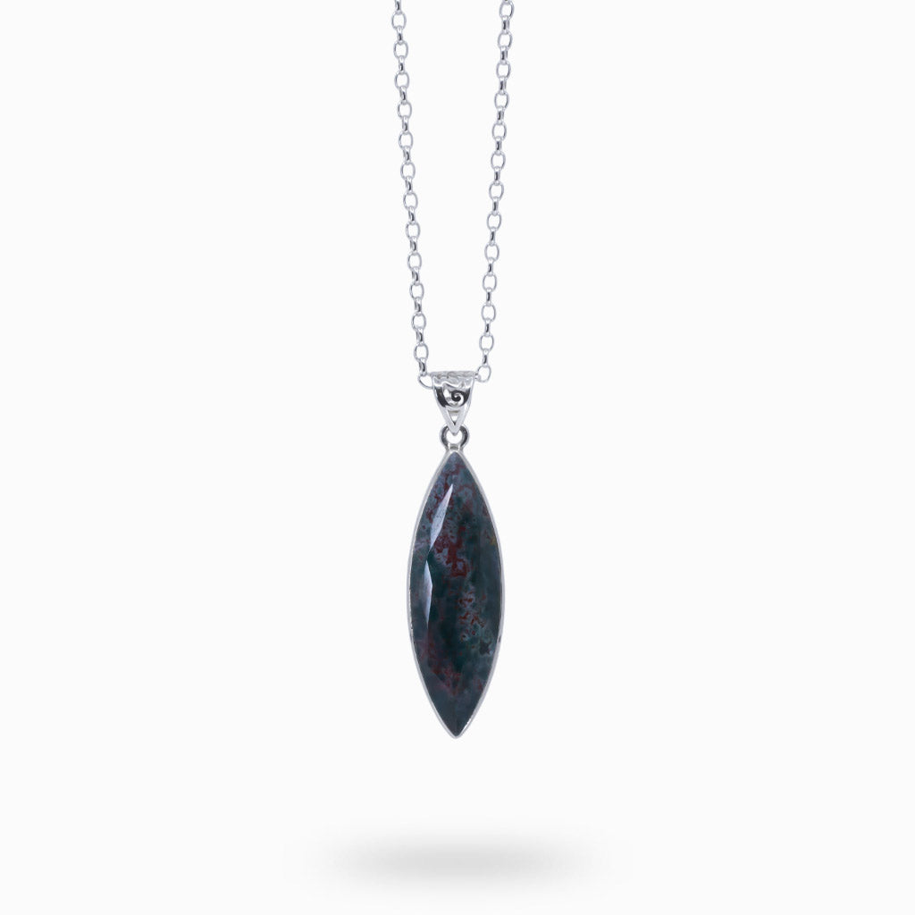 FACETED MARQUISE BLOODSTONE NECKLACE