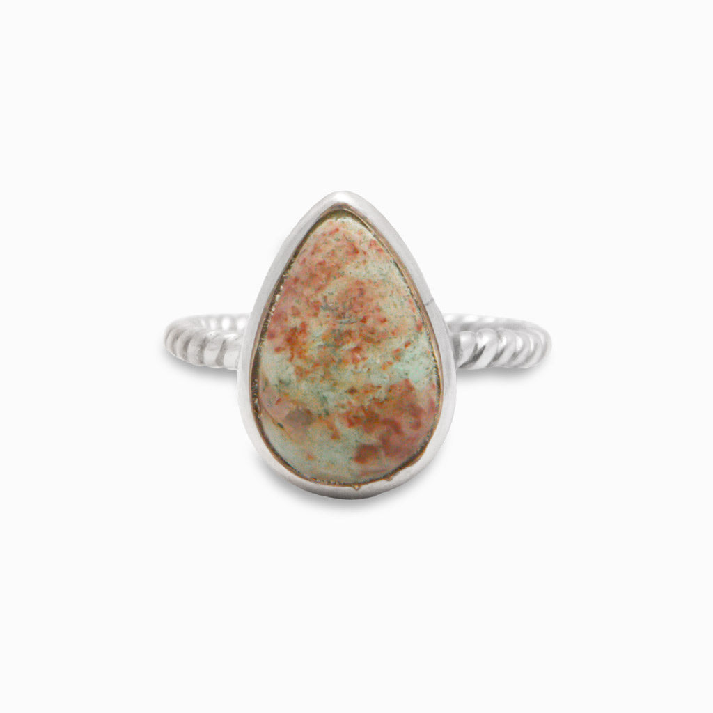 BLOODSTONE CABOCHON TEAR RING