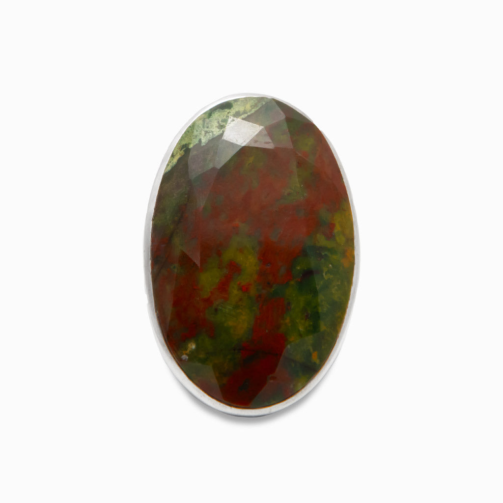 FACETED OVAL DRAGONS BLOOD JASPER RING