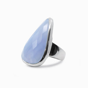 Tear faceted Blue Lace Agate ring