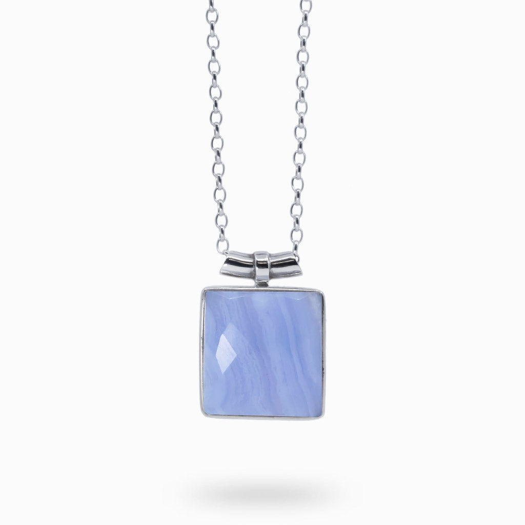 FACETED BLUE LACE AGATE NECKLACE