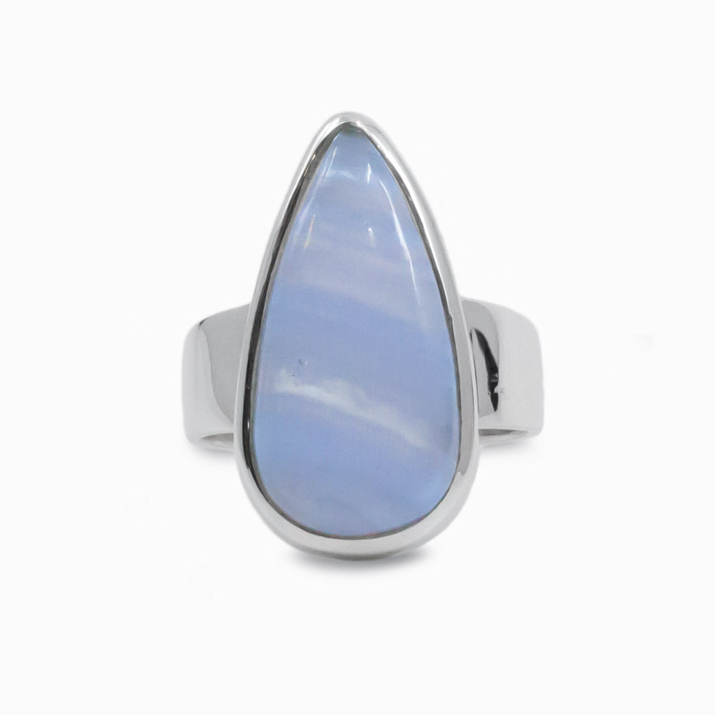 Tear Cabochon Blue Lace Agate ring