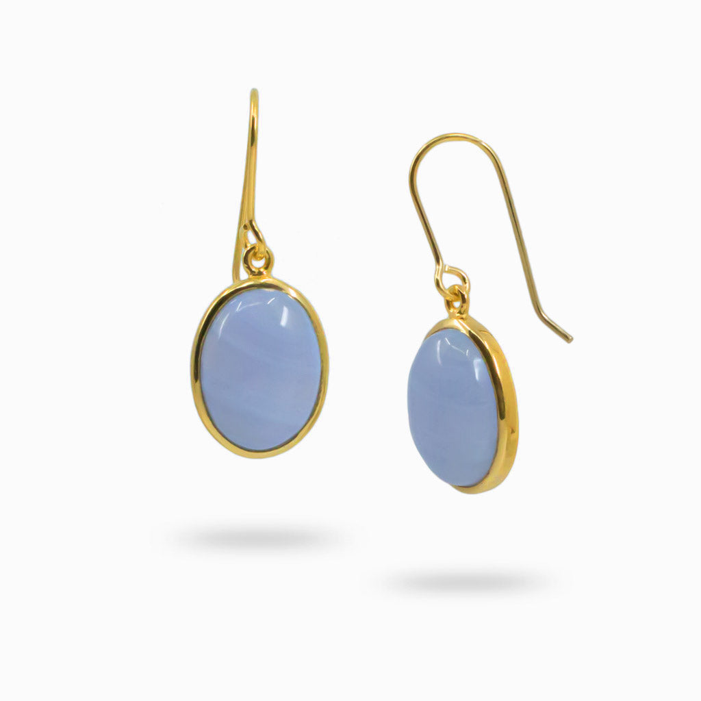 Oval Cabochon Blue Lace Agate earrings