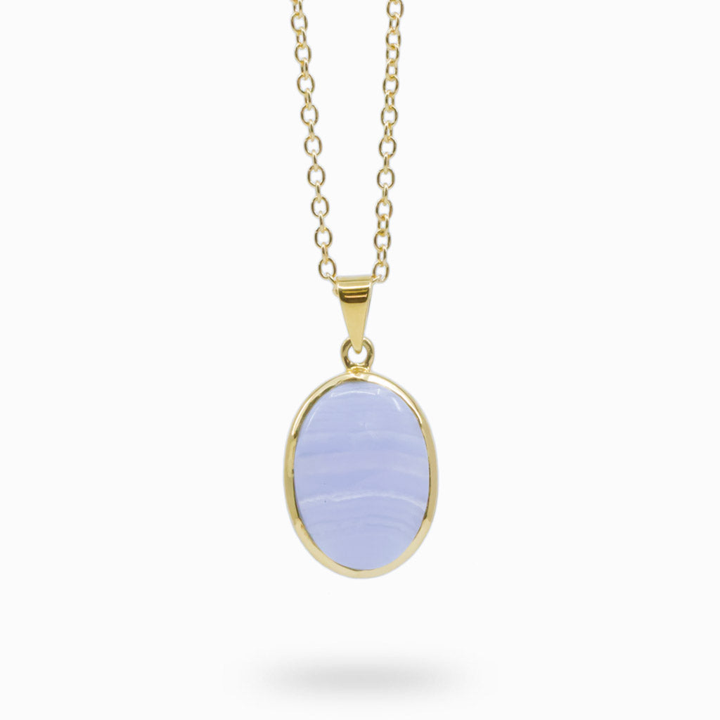 BLUE LACE AGATE NECKLACE WITH GOLD VERMEIL FINISH