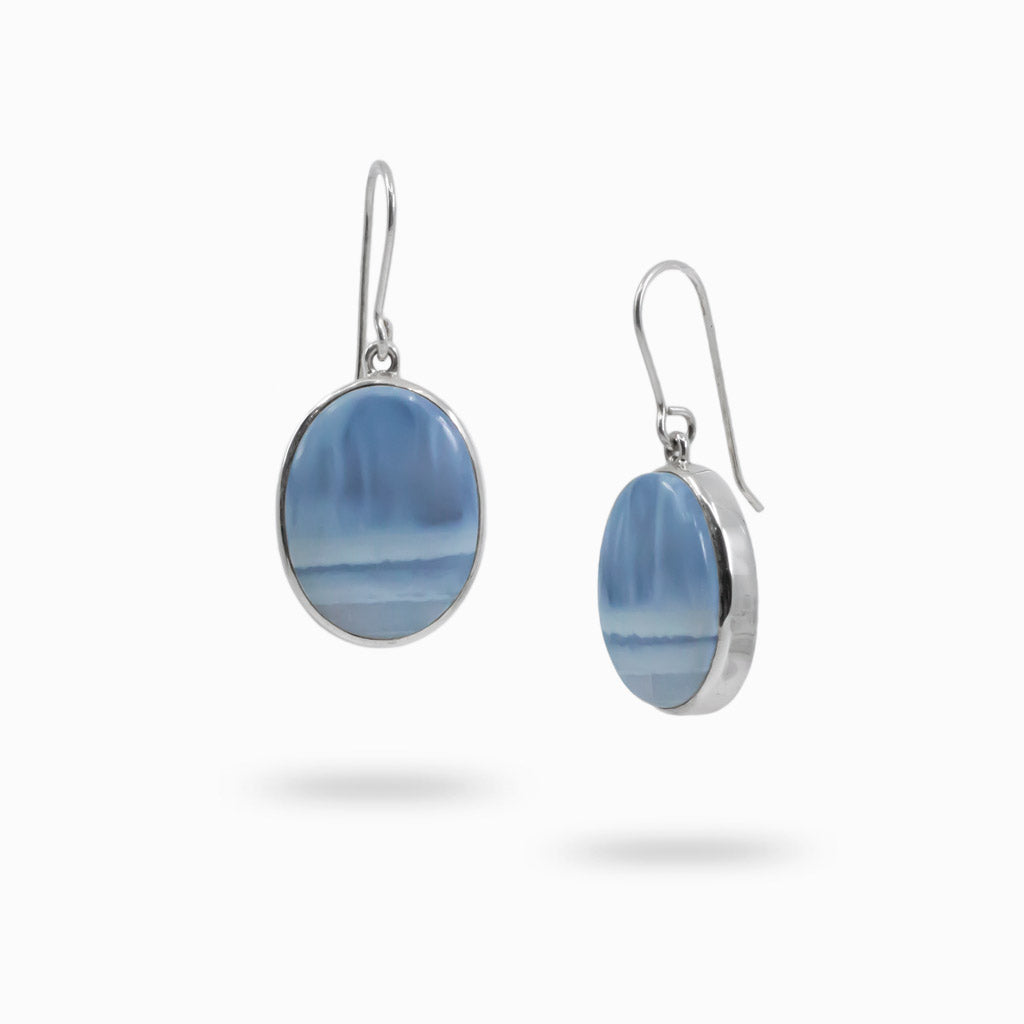 Oval Blue Opal drop Earrings