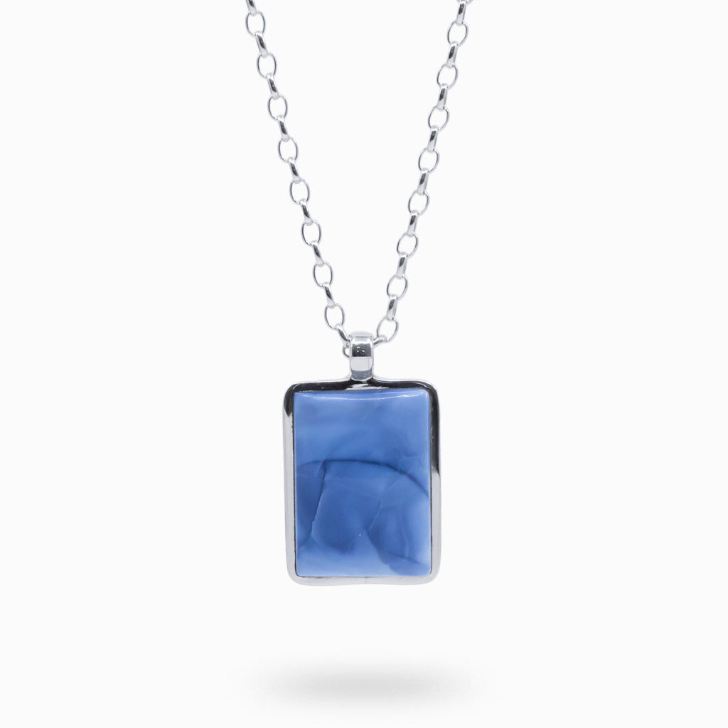 Rectangular Blue Opal Necklace