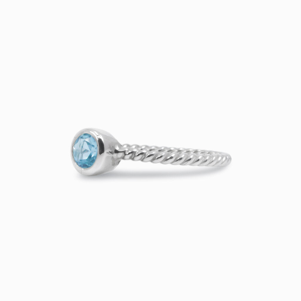 Faceted Round Blue Topaz ring