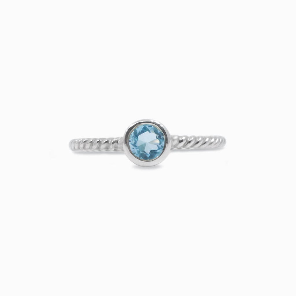 Faceted Round Blue Topaz ring