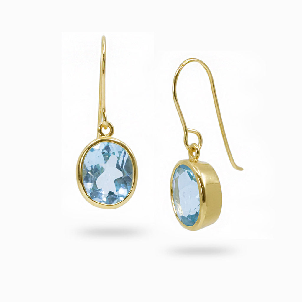 Blue Topaz Drop earrings with gold vermeil finish 