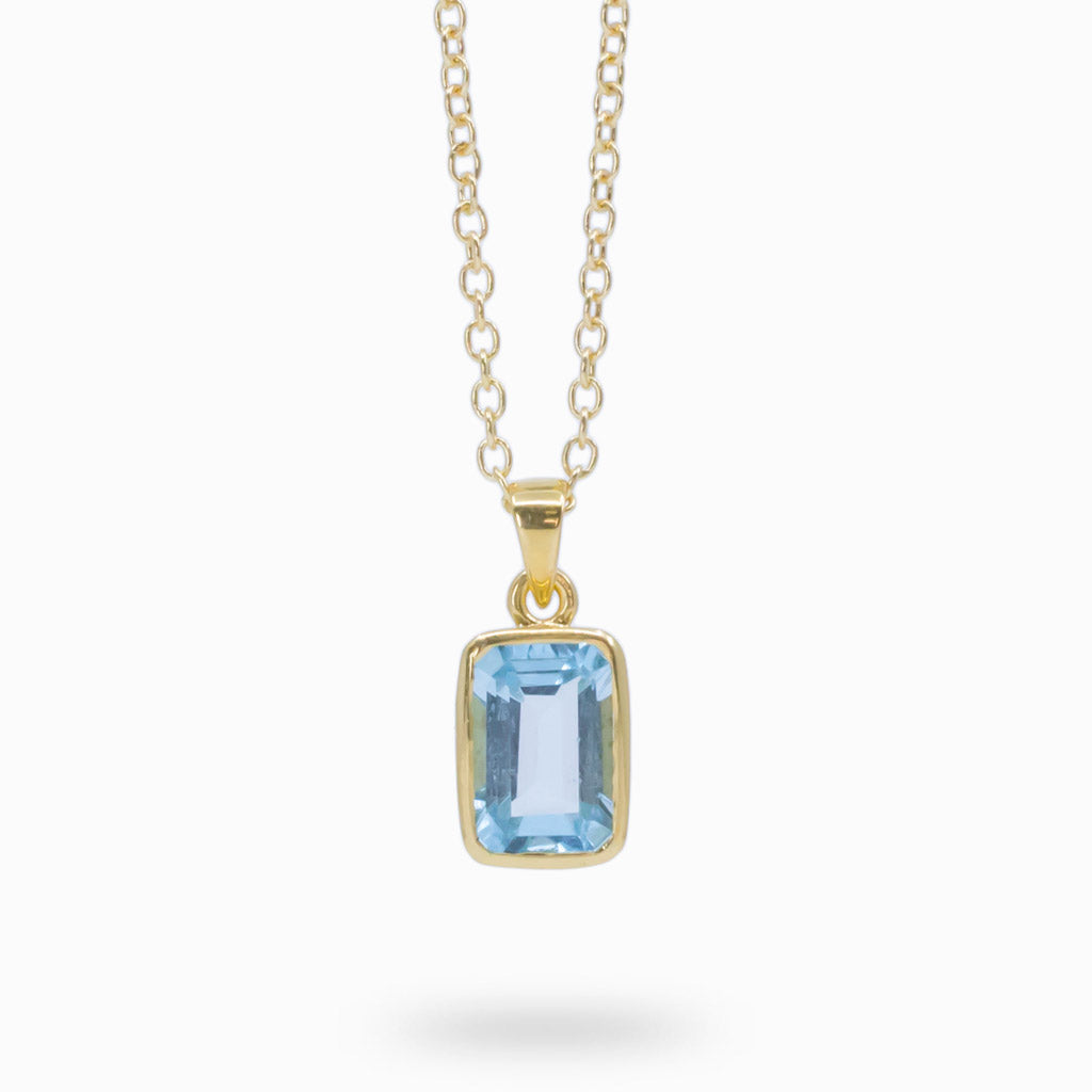 Blue topaz square gold vermeil necklace