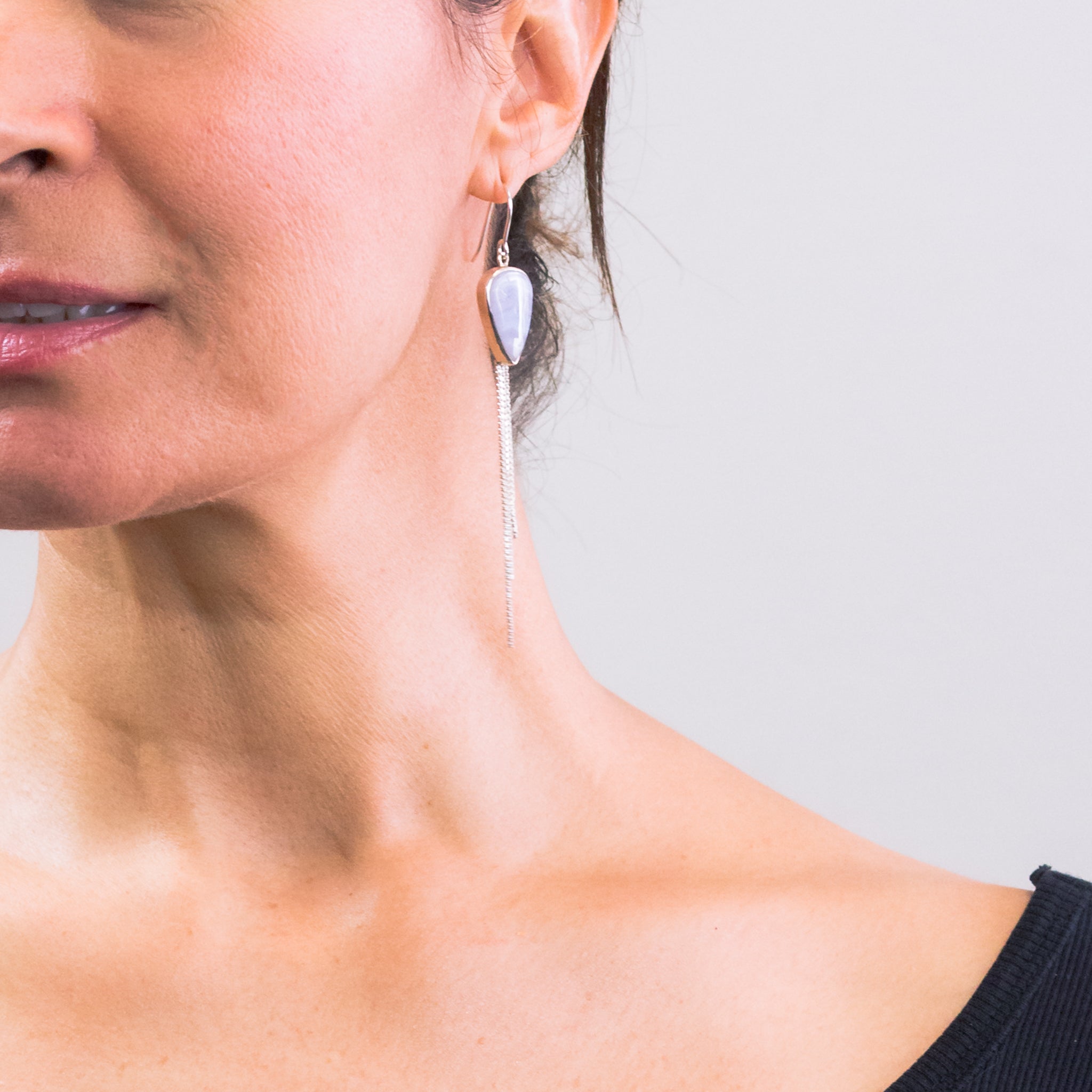 BLUELACEAGATE DROP EARRINGS