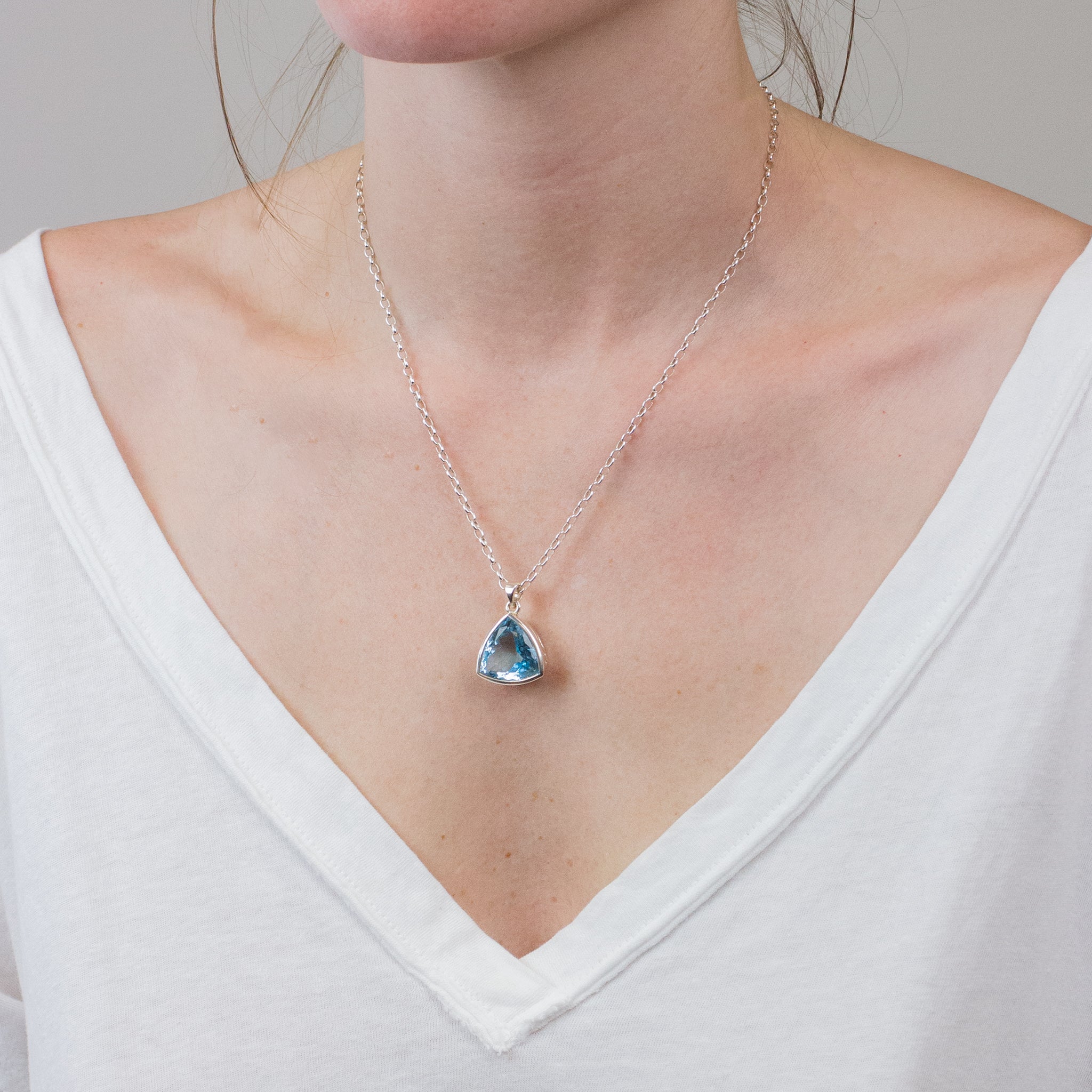 BLUE TOPAZ TRIANGLE NECKLACE