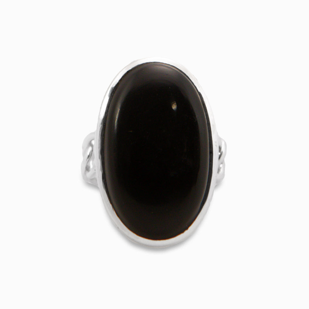 JET CABOCHON OVAL RING