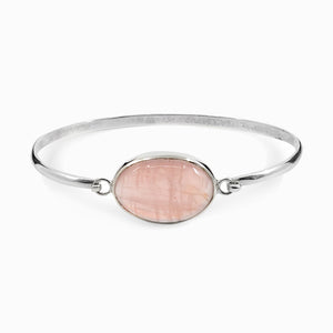 Pink Oval Cabochon Rose Quartz Bracelet