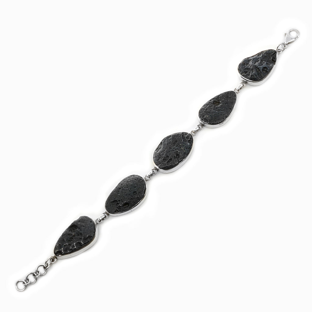 Black raw Organic Tektite Bracelet