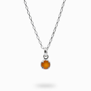 ROUND ORANGE FACETED STERLING SILVER CARNELIAN NECKLACE