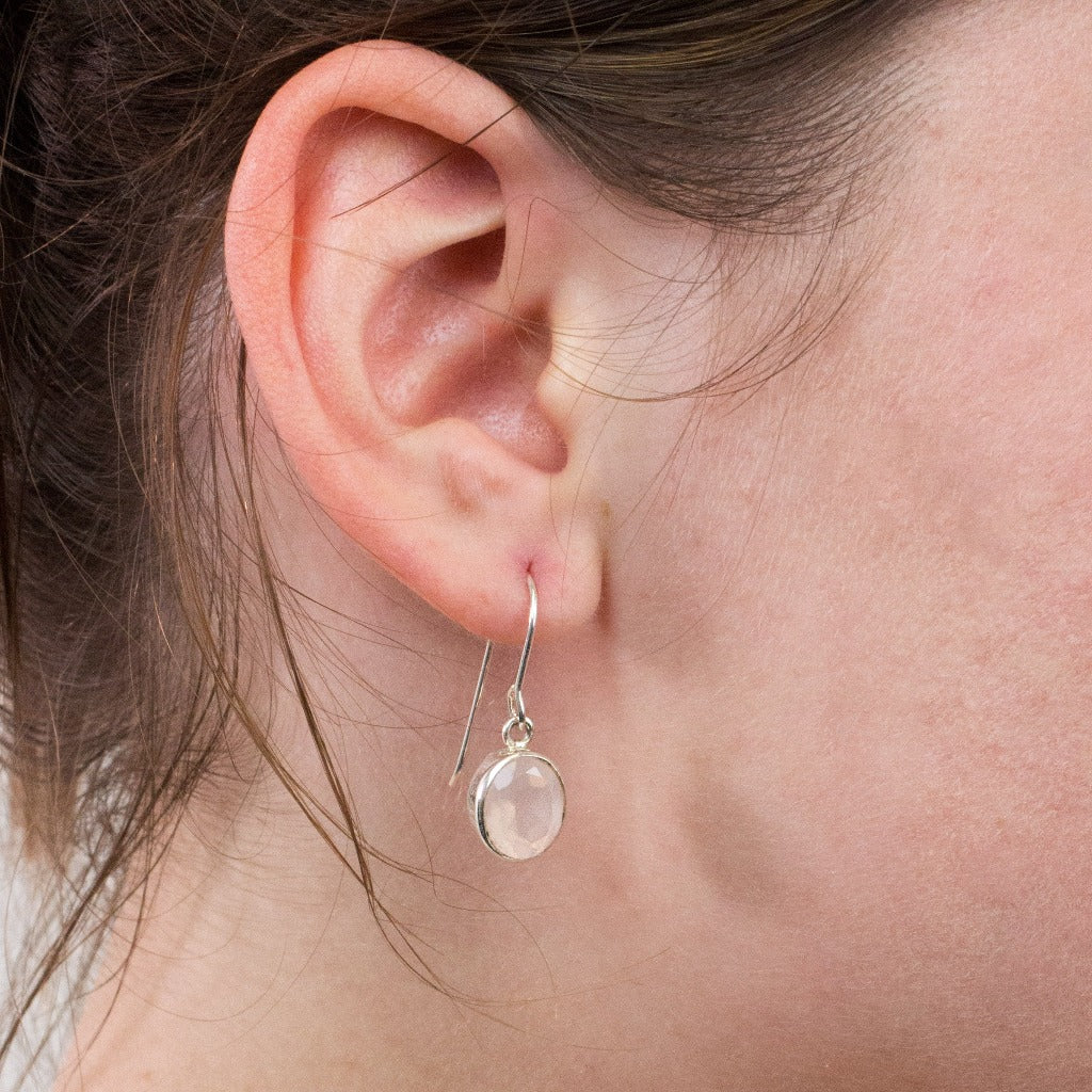 Rose Quartz Drop Earrings Made In Earth