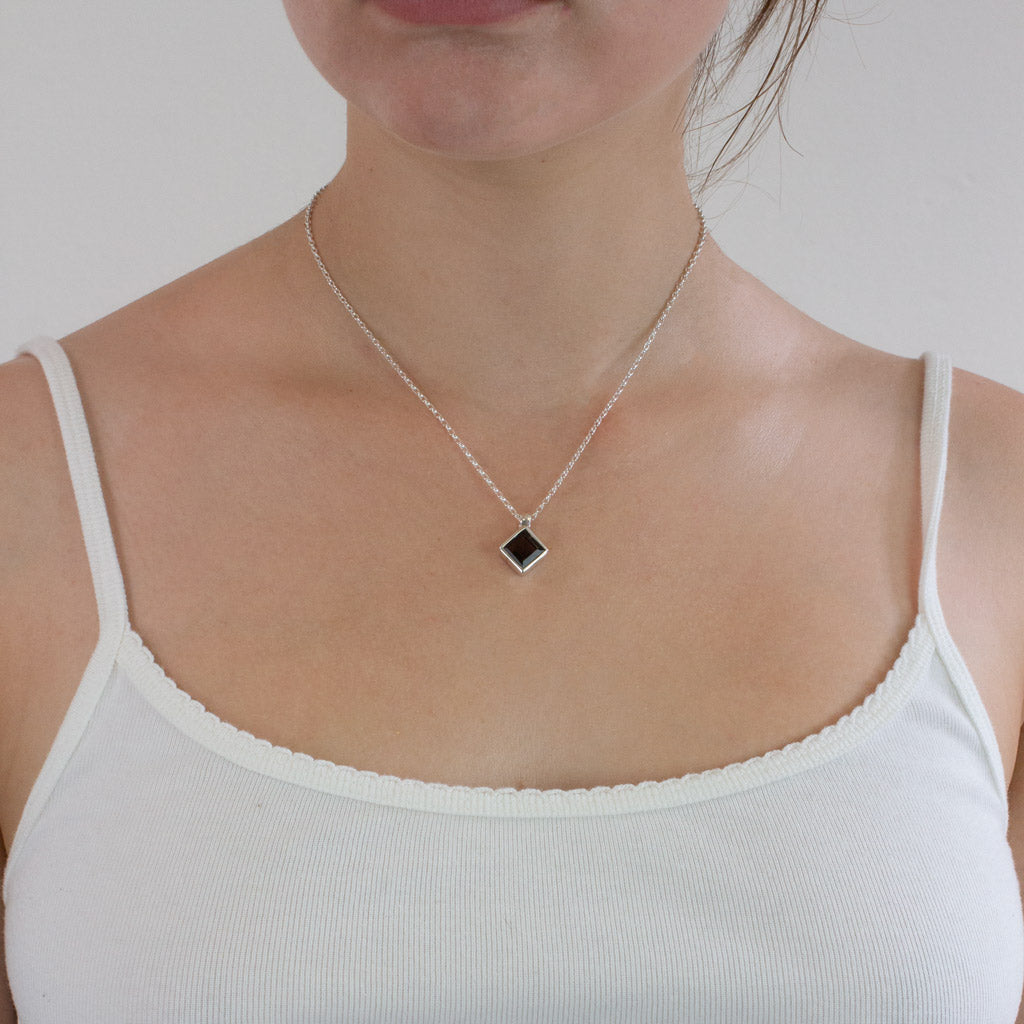 Diamond Faceted Smokey Quartz Necklace