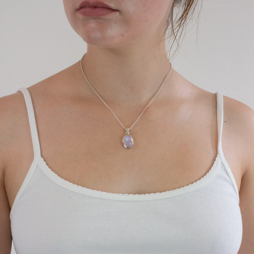 faceted Rainbow moonstone necklace