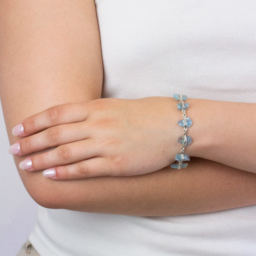 Aquamarine bracelet on model