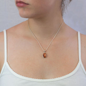 Sunstone necklace on model