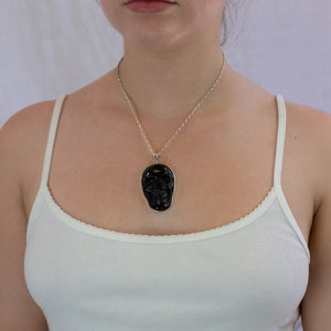 Black Obsidian necklace on model