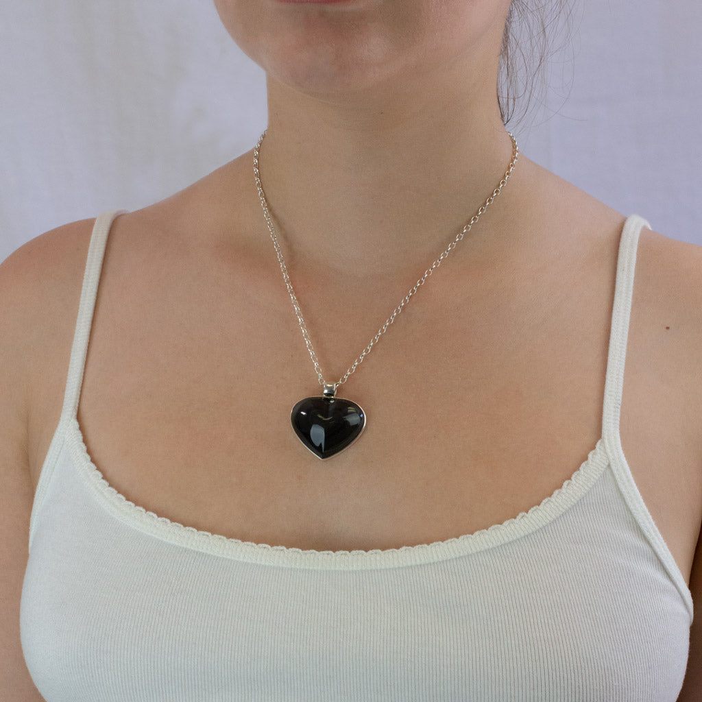 Rainbow Obsidian necklace on model