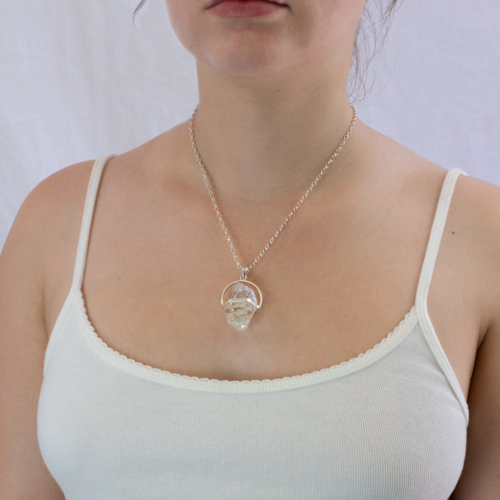 Herkimer DIamond necklace on model